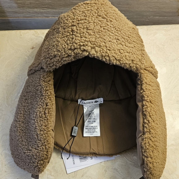 Lacoste sherpa shearling fleece chapka winter hat with flaps - Picture 7 of 10